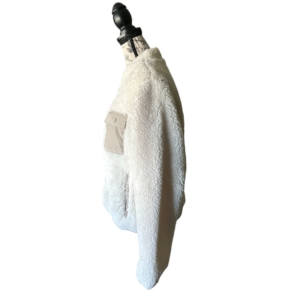 NWT STOIC Off White Full Zip Sherpa Fuzzy Soft Bomber Jacket - Size Large - Picture 3 of 15